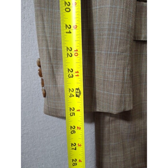 Ermenegildo Zegna Sport Coat Mens 44L Beige Brown Check Plaid Wool Jacket - Picture 8 of 14
